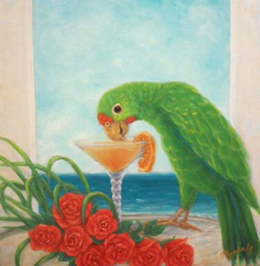 Painting titled "Anniversary" by Kyoko Yamaji, Original Artwork, Oil Mounted on Wood Stretcher frame