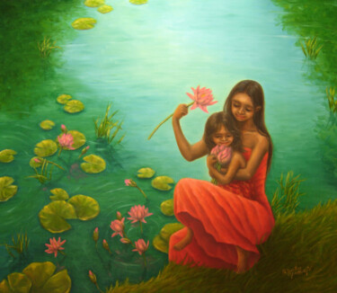 Peinture intitulée "Mother of a Dream" par Kyoko Yamaji, Œuvre d'art originale, Huile