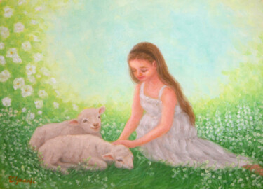 Painting titled "White Garden" by Kyoko Yamaji, Original Artwork, Oil