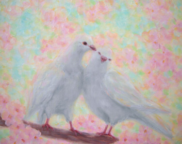 Painting titled "Kiss" by Kyoko Yamaji, Original Artwork, Oil