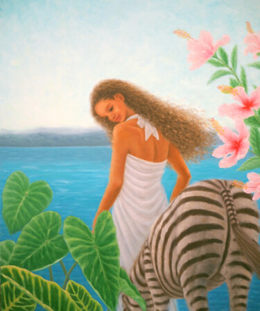 Картина под названием "Lakeside" - Kyoko Yamaji, Подлинное произведение искусства, Масло Установлен на Деревянная рама для н…