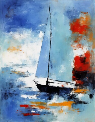 Digitale Kunst mit dem Titel "Sailing" von Kyozai, Original-Kunstwerk, KI-generiertes Bild