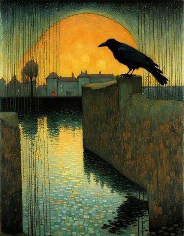 Arte digital titulada "The Crow" por Kyozai, Obra de arte original, Imagen generada por IA