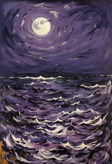 Digitale Kunst mit dem Titel "Purple Waters" von Kyozai, Original-Kunstwerk, KI-generiertes Bild