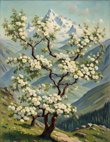 Arts numériques intitulée "Pear tree with the…" par Kyozai, Œuvre d'art originale, Image générée par l'IA