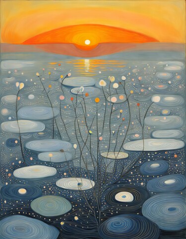 Digitale Kunst getiteld "Sunset #5" door Kyozai, Origineel Kunstwerk, AI gegenereerde afbeelding
