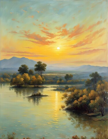 Digital Arts titled "Sunset #6" by Kyozai, Original Artwork, AI generated image