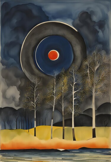 Digital Arts titled "Landscape (Night)" by Kyozai, Original Artwork, AI generated image
