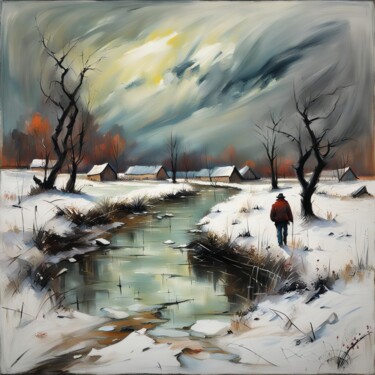 Digitale Kunst mit dem Titel "Winter day" von Kyozai, Original-Kunstwerk, KI-generiertes Bild