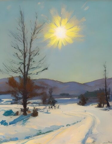 Arte digitale intitolato "Winter Sun" da Kyozai, Opera d'arte originale, Immagine generata dall'IA