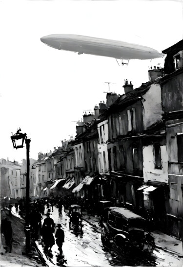 Цифровое искусство под названием "Zeppelin" - Kyozai, Подлинное произведение искусства, Изображение, сгенерированное ИИ