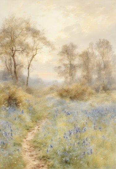 Arts numériques intitulée "...Meadow of Lupines" par Kyozai, Œuvre d'art originale, Image générée par l'IA