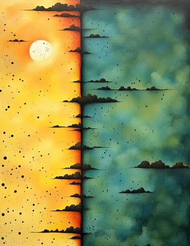 Digitale Kunst getiteld "Hybrid Sun" door Kyozai, Origineel Kunstwerk, AI gegenereerde afbeelding
