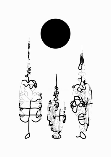 Desenho intitulada "Black Sun 4" por Kyriakos Papadopoulos, Obras de arte originais, Tinta