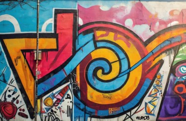 Schilderij getiteld "Fresque 7" door Kyros, Origineel Kunstwerk, Graffiti