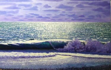 Painting titled "sea beach ocean wav…" by Kyrylo Bondarenko, Original Artwork, Acrylic