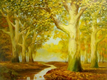 Картина под названием "autumn landscape, f…" - Kyrylo Bondarenko, Подлинное произведение искусства, Масло