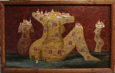 Pittura intitolato "skyscraper" da Kyrylo Bondarenko, Opera d'arte originale, Olio