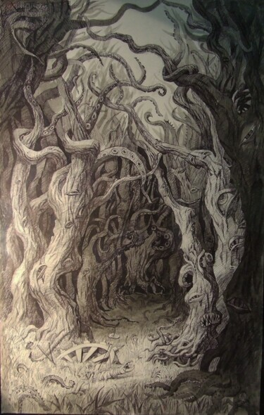 Drawing titled "mutagenesis" by Kyrylo Bondarenko, Original Artwork, Ink