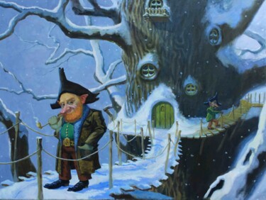 Peinture intitulée "gnomes pirates" par Kyrylo Bondarenko, Œuvre d'art originale, Huile