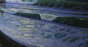 Pintura intitulada "seascape, night sea" por Kyrylo Bondarenko, Obras de arte originais, Acrílico