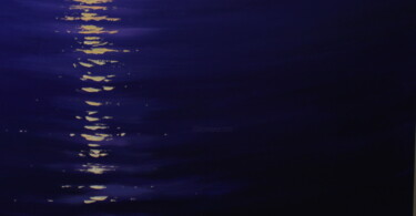 Schilderij getiteld "seascape night sea" door Kyrylo Bondarenko, Origineel Kunstwerk, Acryl