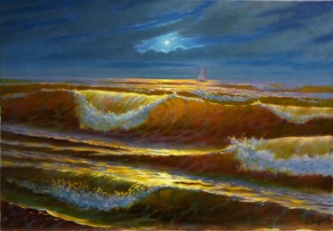 Pittura intitolato "sea landscape" da Kyrylo Bondarenko, Opera d'arte originale, Olio
