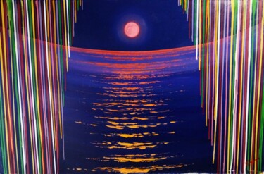 Painting titled "seascape , purple,…" by Kyrylo Bondarenko, Original Artwork, Acrylic