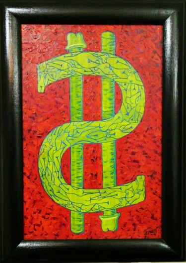 Malarstwo zatytułowany „dollar, yin ad yang,” autorstwa Kyrylo Bondarenko, Oryginalna praca, Olej