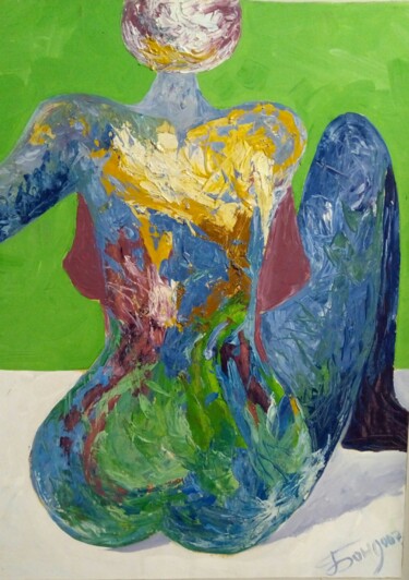 Painting titled "yoga, sauna" by Kyrylo Bondarenko, Original Artwork, Acrylic