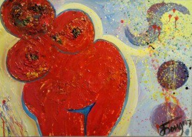 Painting titled "naked girls,, red," by Kyrylo Bondarenko, Original Artwork, Acrylic