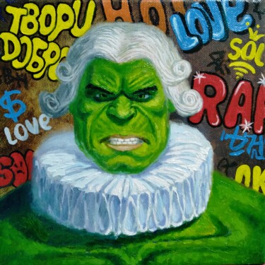 Malerei mit dem Titel "hulk rapper" von Kyrylo Bondarenko, Original-Kunstwerk, Öl