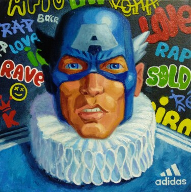Schilderij getiteld "captain America" door Kyrylo Bondarenko, Origineel Kunstwerk, Olie
