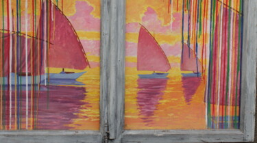 Pittura intitolato "sailboats" da Kyrylo Bondarenko, Opera d'arte originale, Acrilico