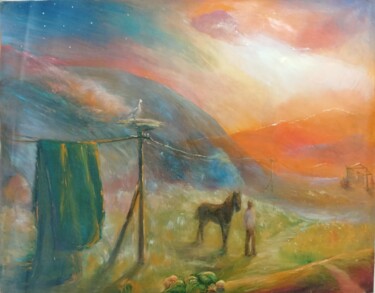 Painting titled "Sunset 1" by Kyrylo Bondarenko, Original Artwork, Oil