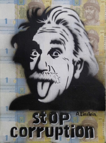 Malarstwo zatytułowany „Albert Einstein” autorstwa Kyrylo Bondarenko, Oryginalna praca, Farba w spray'u