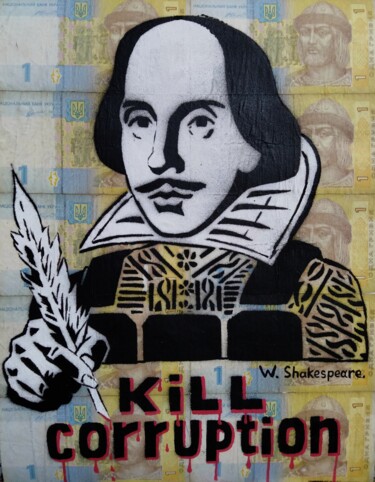 Malerei mit dem Titel "William Shakespeare" von Kyrylo Bondarenko, Original-Kunstwerk, Sprühfarbe