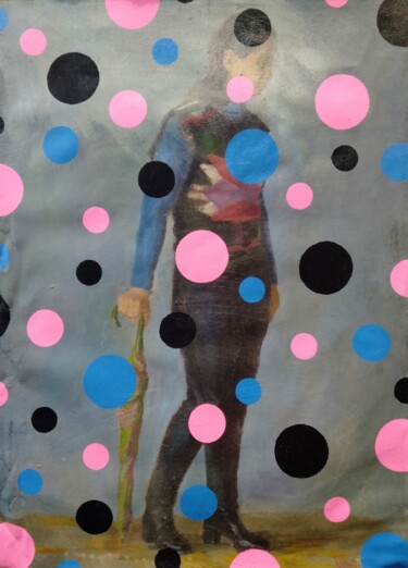 Pittura intitolato "girl with umbrella" da Kyrylo Bondarenko, Opera d'arte originale, Olio