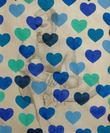 Peinture intitulée "blue hearts" par Kyrylo Bondarenko, Œuvre d'art originale, Acrylique
