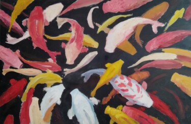 Pittura intitolato "koi carps 5" da Kyrylo Bondarenko, Opera d'arte originale, Olio