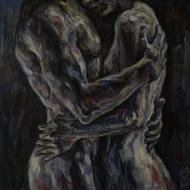 Картина под названием "Объятия" - Евгений Кузовкин, Подлинное произведение искусства, Масло
