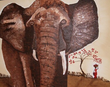Peinture intitulée "Éléphant  d'Afrique…" par L'Art De Lore, Œuvre d'art originale, Acrylique Monté sur Châssis en bois