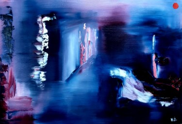 Картина под названием "À pas feutrés" - L'Artiphaine Hj Helleboid, Подлинное произведение искусства, Масло
