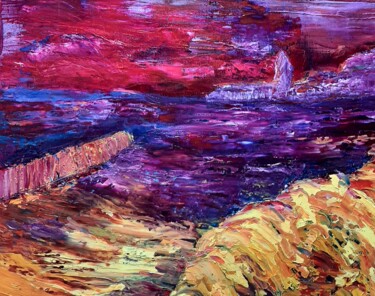 Peinture intitulée "La dune" par L'Artiphaine Hj Helleboid, Œuvre d'art originale, Huile Monté sur Châssis en bois