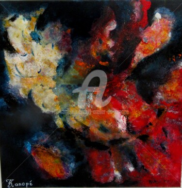 Painting titled "corail" by L'Atelier De Kanopé, Original Artwork, Acrylic Mounted on Wood Stretcher frame
