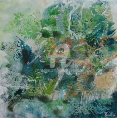Картина под названием "vert d'eau" - L'Atelier De Kanopé, Подлинное произведение искусства, Акрил Установлен на Деревянная р…