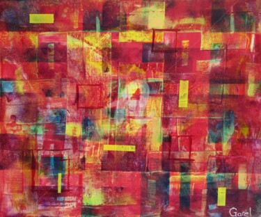 Peinture intitulée "Rouge géométrique" par L'Atelier De Kanopé, Œuvre d'art originale, Acrylique