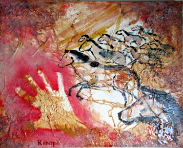 Painting titled "course de chevaux" by L'Atelier De Kanopé, Original Artwork, Acrylic