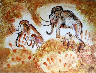 Pittura intitolato "mamouths" da L'Atelier De Kanopé, Opera d'arte originale, Acrilico
