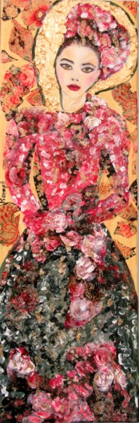 Peinture intitulée "Icône fleurie" par L'Atelier De Kanopé, Œuvre d'art originale, Huile
